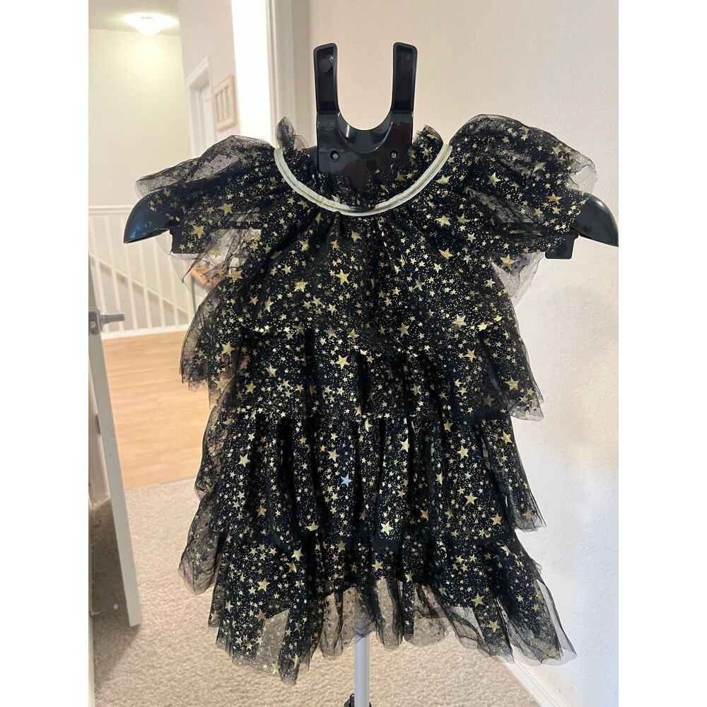 Lola & The Boys Black & Gold Stars Tulle Dress Girls Size 2 NWOT